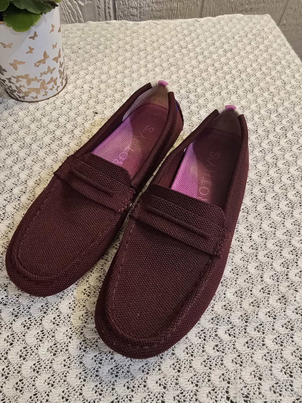 Rothy's Women's Burgundy Knit Penny Loafers